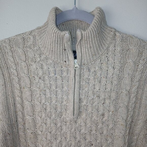 SKY BLUE 1\4 ZIP CABLE KNIT CARDIGAN OATMEAL COLOR MENS SIZE MEDIUM - Picture 5 of 7
